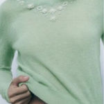 ZARA Wool Blend Pearl Beaded Sweater M Green Photo 0