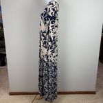Soft Surroundings Maxi Dress LP Large Petite Navy Blue Beige Floral 3/4 Sleeve Photo 9