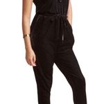 Modcloth Small Ruffled V-Neck Velvet Black Jumpsuit Photo 2