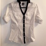 EXPRESS “The Essential Shirt” White Black Photo 12