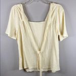 Ces femmeCream Smocked Blouse with Tie Front Size M Photo 3