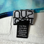 Clara Sun Woo Tunic Top Womens XL Blue Handkerchief Hem Cut Out Printed Artsy Photo 11