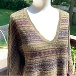 RALPH LAUREN Black Label Womens Sweater Top Striped Sz M 100% Cashmere V Neck Green Size M Photo 1