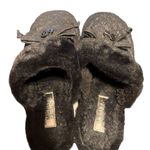 Michael Kors size 8 Black Quilted Slippers with Fur Trim and Charm Photo 1