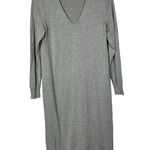 Ann Taylor Petite Light Gray V-Neck Silk Blend Midi Sweater Dress MP Photo 0