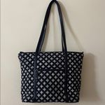 Vera Bradley  Large Quilted Black Tote Bag with Leather Handle Photo 3