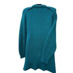 VTG 90s Christmas High Neck One Button Ribbed Knit Cardigan Teal Green Women’s M Blue Size M Photo 4