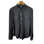 Ralph Lauren Lauren  Black Gold Logo Button Jersey Shirt Size XXL Photo 2
