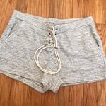 Aerie White And Gray Drawstring Shorts Photo 0