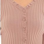 Love Tree  Pink Ribbed Knit Cropped Cardigan Long Sleeve Sweater ~ Women's SMALL Photo 3