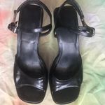 Prada Vintage 90s  Black Leather Platform Peep Toe Heels 🖤 Photo 2