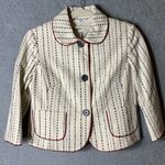 Talbots  Blazer Suit Jacket Womens 4 Cream Ivory Blue‎ Stripe Stretch Spandex NEW Photo 0