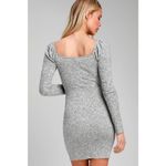 Lulus  Heathered Grey Knotted Front Long Sleeve Dress Size S. NEW Photo 2
