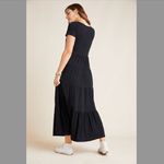 Maeve Anthropologie Gillian Tiered Maxi Dress Short Sleeve Black Small Boho Photo 1