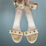 Maje Women's Studded Ankle Strap Heels Suede Leather Beige Sandals Photo 1