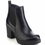 Refresh Black Chunky Lug Sole Slip On Bootie Photo 4