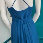 Joanna August  Ceremony chiffon formal teal wrap dress. NWT Photo 9