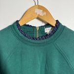 J Crew Ruffle Collar Preppy Crew Neck Sweater Women S Emerald Green Pullover Top Photo 7