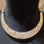 Women's Gold Crystal Statement Choker Necklace With Lobster Clasp Jewelry Photo 0