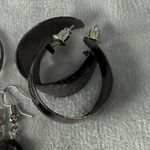 Pierced Earrings 3 Pair Dark Color Shade Hoop Drop Dangle Goth Metal Beaded Black Photo 3