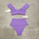 l*space 💕L*💕 Pointelle Rib Bikini Set ~ Gizelle Top + Desi Bottom ~ Purple XS NWT Photo 7
