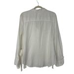 Lou & grey  Ivory Linen Blend Side Tie Button Down Shirt Small Vacation Resort Photo 1