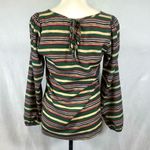 Everly  colorful striped tie back top size small Photo 3