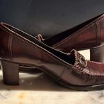 Rsvp  Burgundy Block Heel Copper Buckles Size 8 Great Condition  Never Wo… Photo 2
