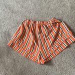 Zaful Orange & Green Vertical Stripped Lightweight Shorts | Size Small Photo 3