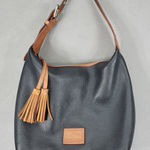 Dooney & Bourke Black Tan Pebbled Leather Patterson Paige Shoulder Hobo Bag Photo 0