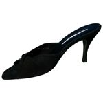 Donald Pliner Couture Black Suede Leather Slide Shoe New Moiree Elastic NIB $255 Size 7 Photo 1