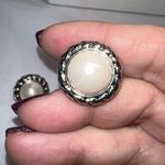 Vintage Faux Pearl Silver Tone Clip Button Earrings Silver Photo 1