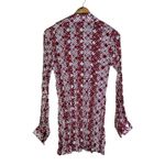 Sunny Leigh  Women Red White Geometric Print Button Down Long Sleeve Shirt Top S Photo 3