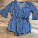 Iris  Blue Denim Romper with Bell Sleeves Size S Photo 2