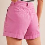 Boden Casual 100% Cotton Pleat Front Cuffed Relaxed Fit Shorts Pink Size 14 NWT Photo 1