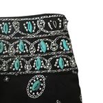 Basil & Maude Vintage Women’s High Waisted Turquoise Beaded Black A Line Skirt Size M Photo 7