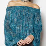 Free People Ginger Berry Sheer Top Burnout Velvet Women’s Medium Midnight Lagoon Photo 0