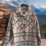Reserve Fairfax Flannel Shirt Jacket Womens Sz M Blue Gray Plaid Oversized Retro Size M Photo 0