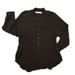 Free People  Shirt We The Free Summer Daydream Grey Button Up Raw Hem XS Boho Photo 0