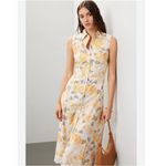 Rachel Parcell NEW  Sleeveless Floral Midi Shirt Dress Ivory Yellow Photo 5