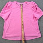 English Factory Puff Sleeve Tee Shirt Blouse Women's 2X Pink Crew Neck Photo 4