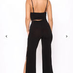 FashioNova Black twist front crop top and split leg trousers set #goingout Shine On Me Pant Set - black  Photo 2