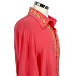 Diane Von Furstenberg  Vintage Floral Embroidered Silk Button-Up Blouse Large Photo 5