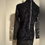 Boohoo EUC  Black Floral Lace Zip Up Long Sleeve Sheer Dress size 6 Photo 5