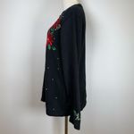 Basic Editions Holiday Sweater Cotton Blend Sequin Bead Embroidery Womens Large Black Photo 3