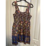 Natural Life  Tricia Mini Dress -‎ Blue Yellow Roses NEW L Photo 3