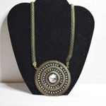 Chico's  Boho Round Bronze Rhinestone Pendant Statement 22 inch Necklace Photo 0
