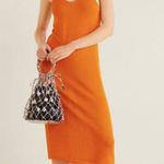 Mango NWOT orange midi dress Photo 0
