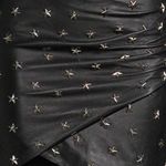 Alice + Olivia Fidela Black Silver Stars Stud Drape 100% Leather Mini Skirt 0 Photo 8