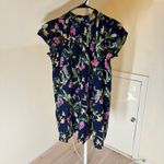 Crown & Ivy  NWT Women's Short Sleeve Printed Smocked Bib Dress Navy Tropic XL Photo 1